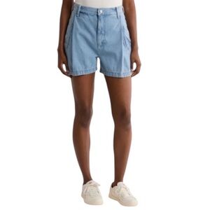 NWT Etica Anthropologie Ethereal Blue Max Pleated Denim Shorts Size 25 Reg. $128